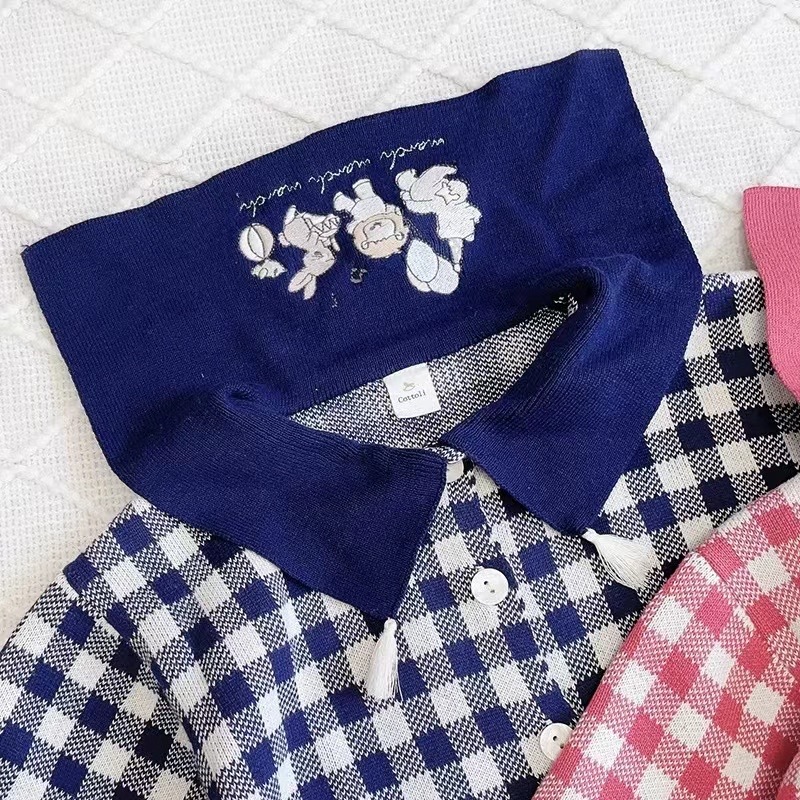 ♥️💙日單 𝐂𝐨𝐭𝐭𝐨𝐥𝐢 動物派對格仔針織外套