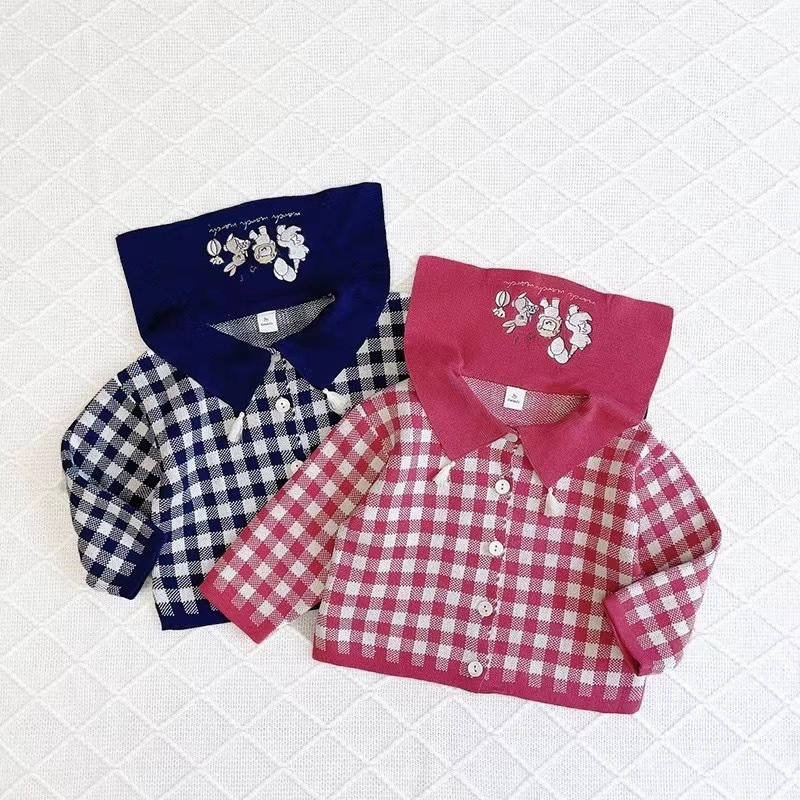 ♥️💙日單 𝐂𝐨𝐭𝐭𝐨𝐥𝐢 動物派對格仔針織外套