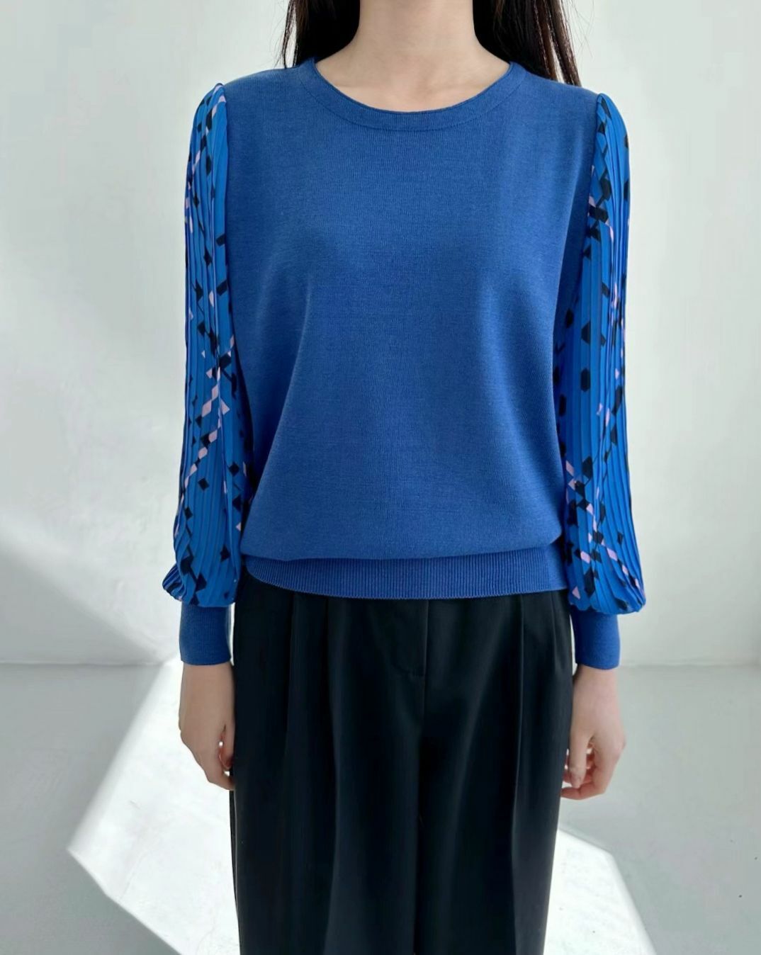 TOP#14190🤎碎碎條袖上衣