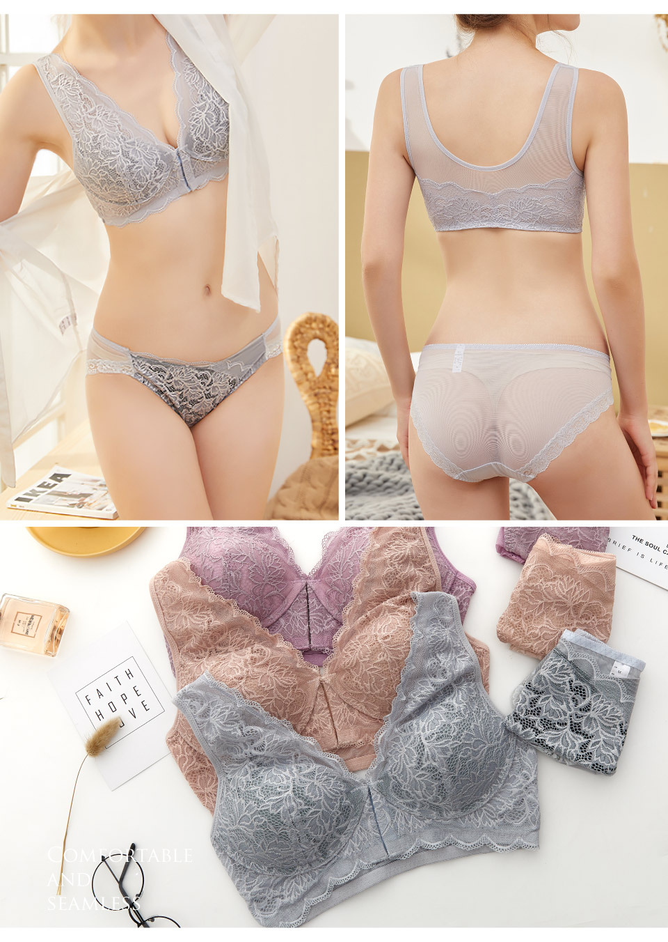拼接設計師款手工紗內褲|Olivia無鋼圈內衣、無痕內褲、蕾絲內褲