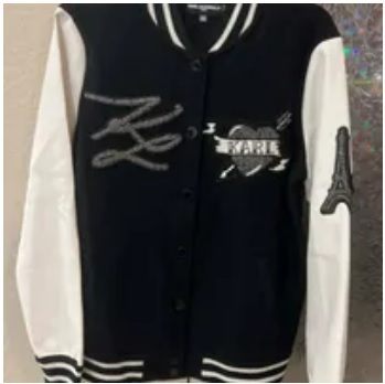 [S] KARL LAGERFELD KARL LOGO VARSITY JACKET,BLACK/SOFT WHITE, L3HPS728-XSF (SKL769)
