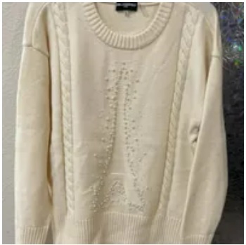 [S] KARL LAGERFELD EIFFEL TOWER PULLOVER SWEATER,PEARL, L3ZSS757-PRL [FINAL SALE] (SKL770)
