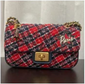 [S] KARL LAGERFELD LH0HI283 AGYNESS BOUCLE SHOULDER BAG,RED/NAVY COMBO, 194775250989 (SKL775)