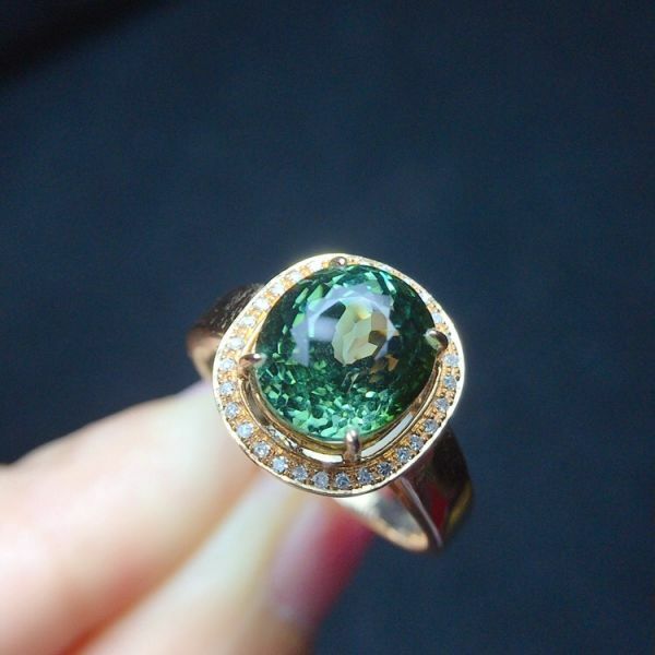 限量特價 18k真金真鑽 碧璽戒指 送證書