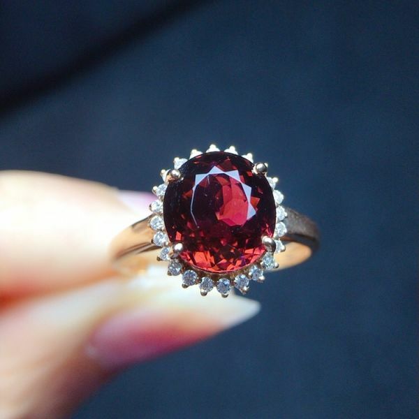 限量特價 18k真金真鑽 碧璽戒指 送證書