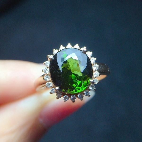 限量特價 18k真金真鑽 碧璽戒指 送證書