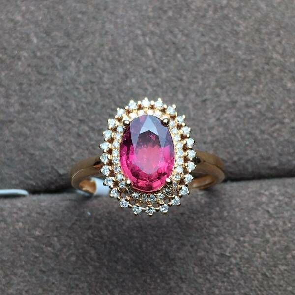 限量特價 18k真金真鑽 碧璽戒指 送證書