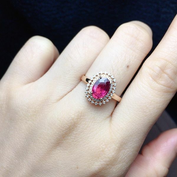 限量特價 18k真金真鑽 碧璽戒指 送證書