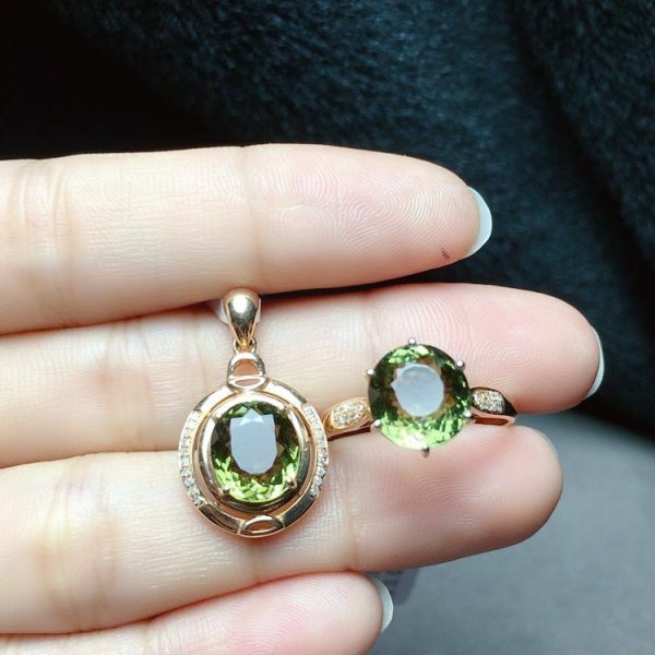 限量特價 18k真金真鑽 天然碧璽套組 送證書