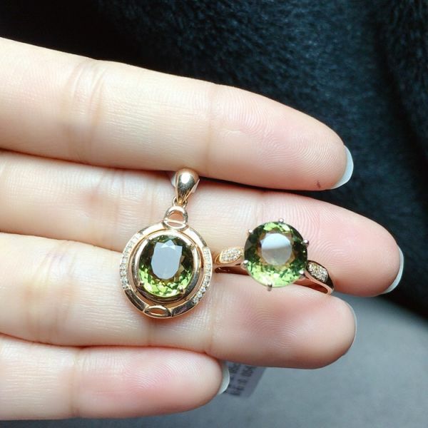 限量特價 18k真金真鑽 天然碧璽套組 送證書