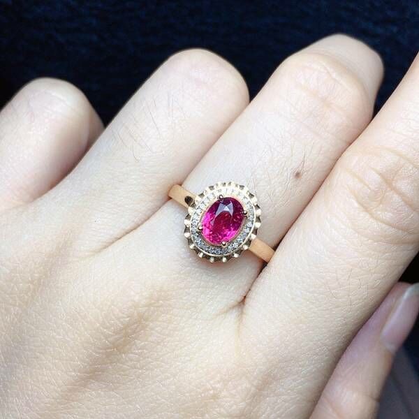 限量特價 18k真金真鑽 碧璽戒指 送證書