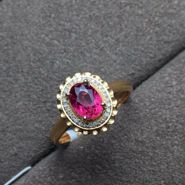 限量特價 18k真金真鑽 碧璽戒指 送證書