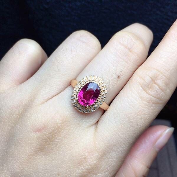 限量特價 18k真金真鑽 碧璽戒指 送證書