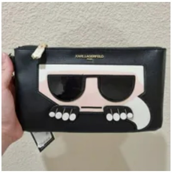 [S] KARL LAGERFELD LH0LU604 MAYBELLE POUCH WRISTLET,BLACK MULTI, 194775567827 (SKL777)