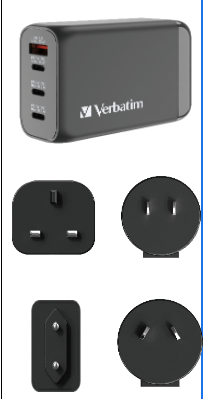 VERBATIM 4 port PD 3.0 100W Travel  Charger Black 原價$638 (VE145)
