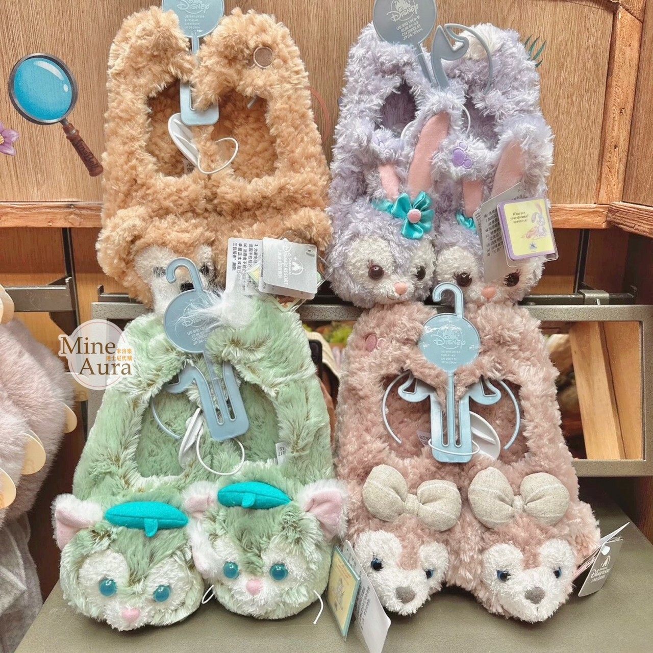 雪莉玫 ShellieMay 絨毛大頭造型 室內拖鞋 -上海迪士尼樂園