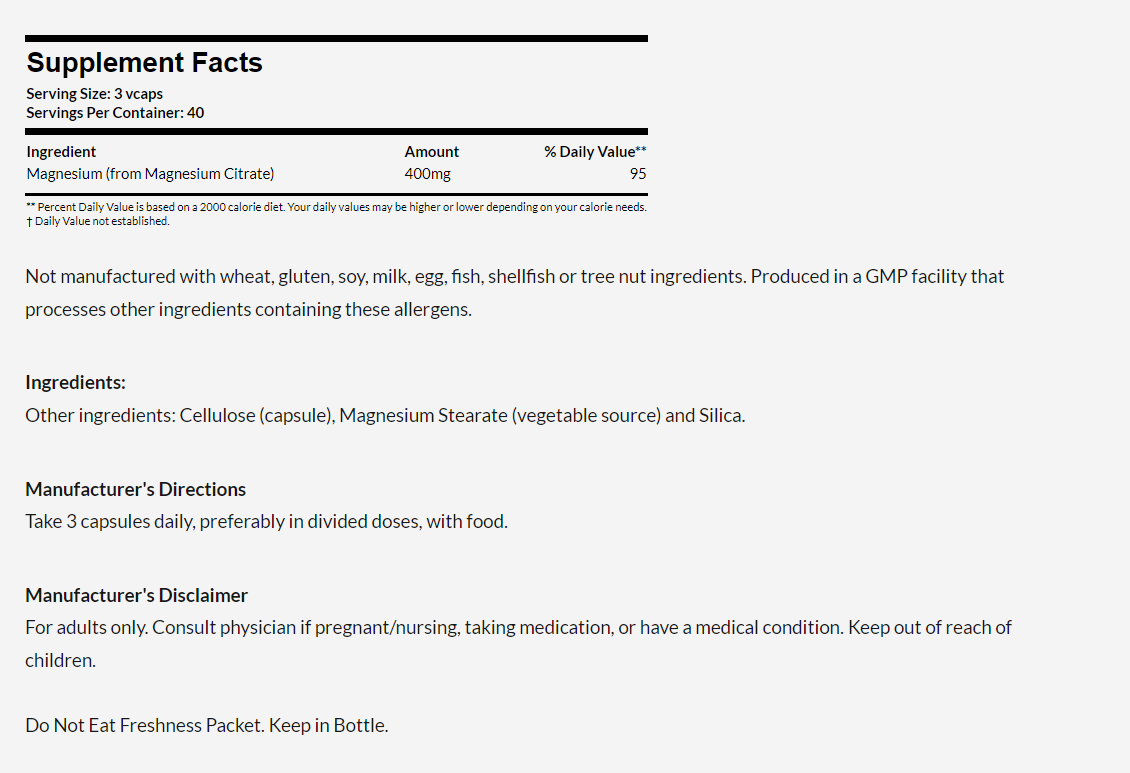 [預購] Now 檸檬酸鎂 133毫克 120粒 Magnesium Citrate