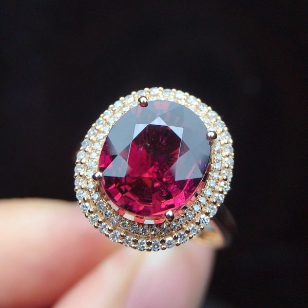 限量特價 18k真金真鑽 碧璽戒指 送證書