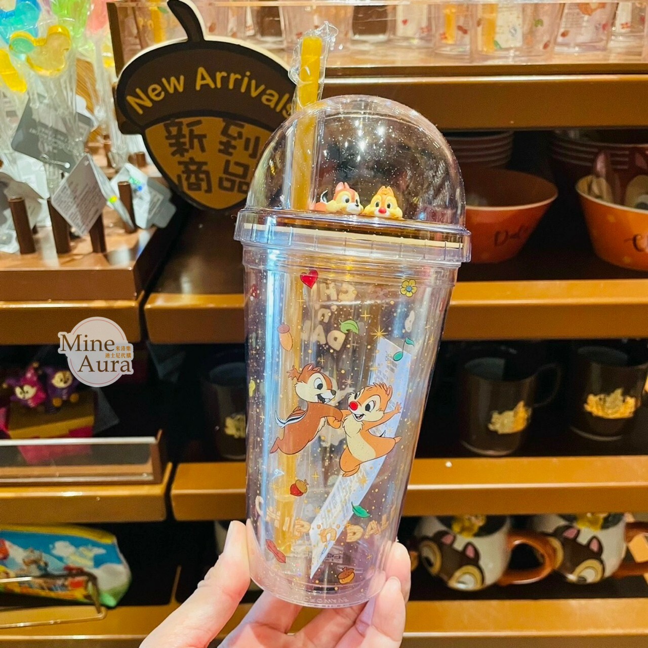 奇奇蒂蒂 Chip 'n Dale 立體造型 吸管 水杯 飲料杯 -上海迪士尼樂園