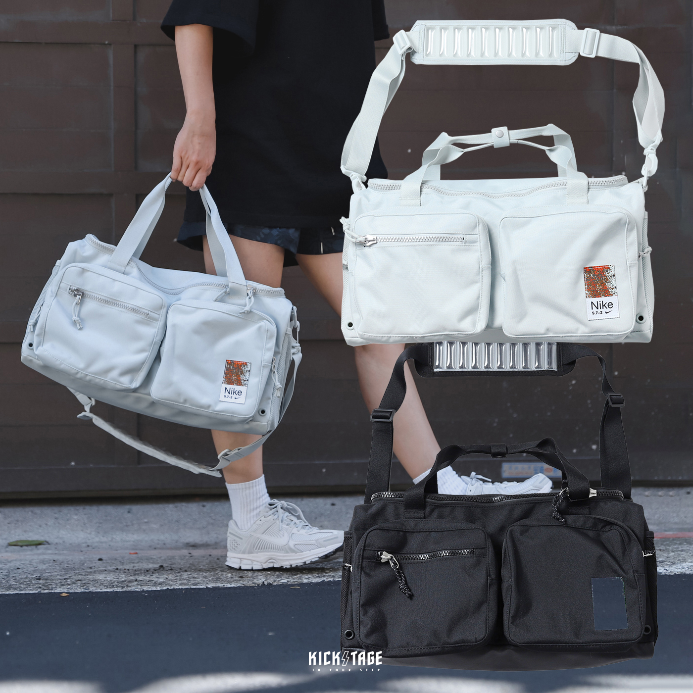 NIKE UTILITY POWER 氣墊背帶 健身 訓練 運動 大容量 手提袋 旅行袋 全黑【CK2795-010】海軍藍【CK2795-454】黑白大勾【FB2825-010】灰色【FJ4817-034】UTIBG