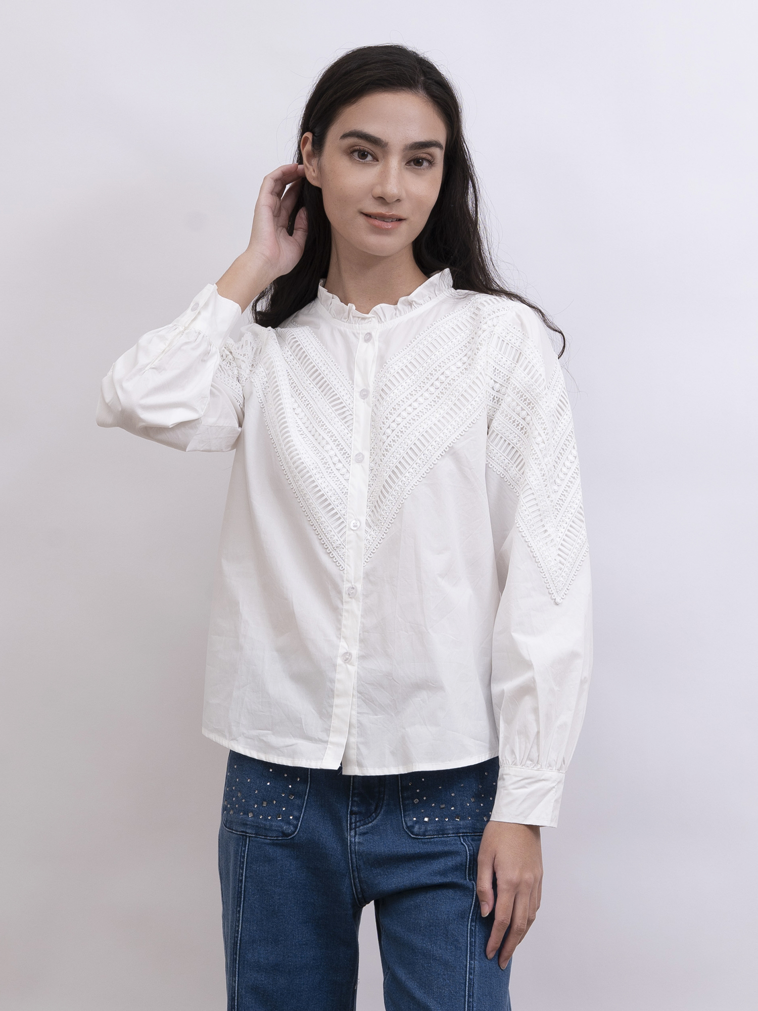 mi-tu 通花荷葉領恤衫