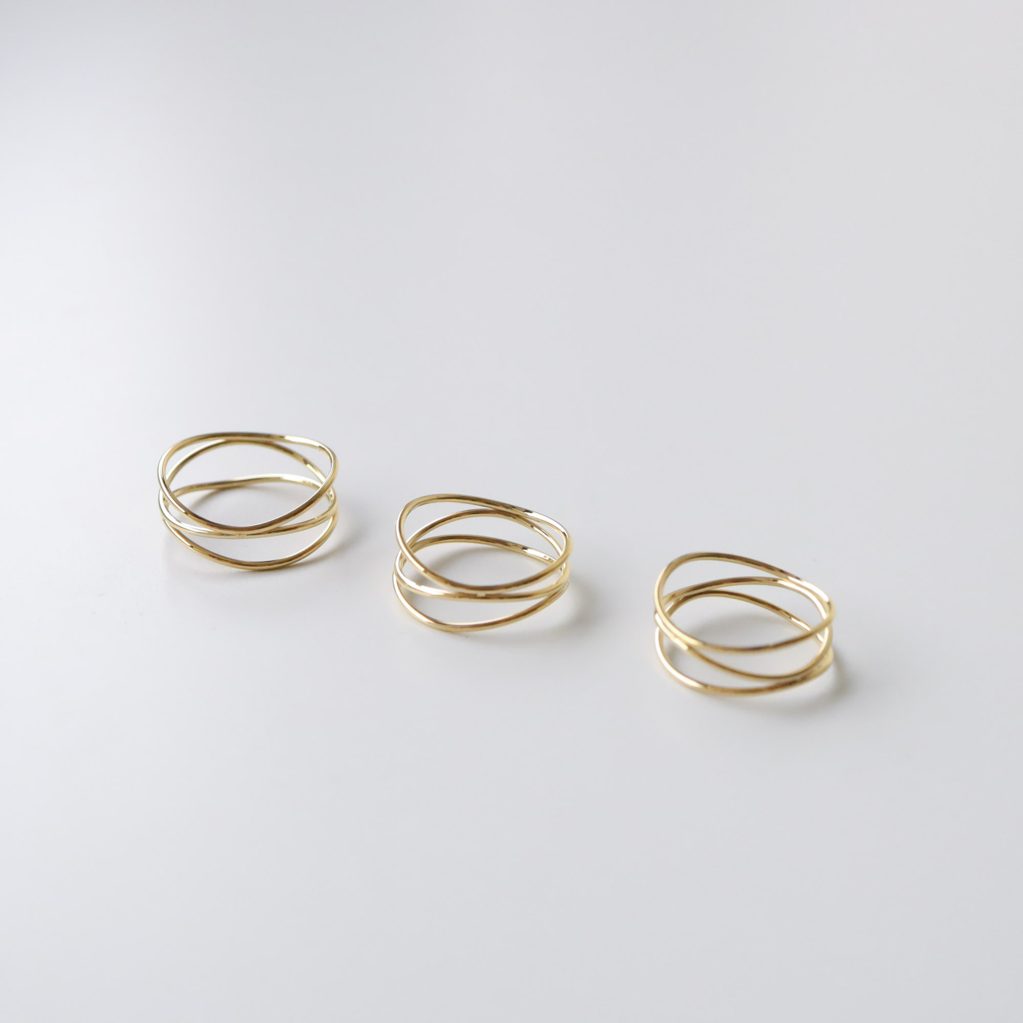 不怕水金色三線鋼戒