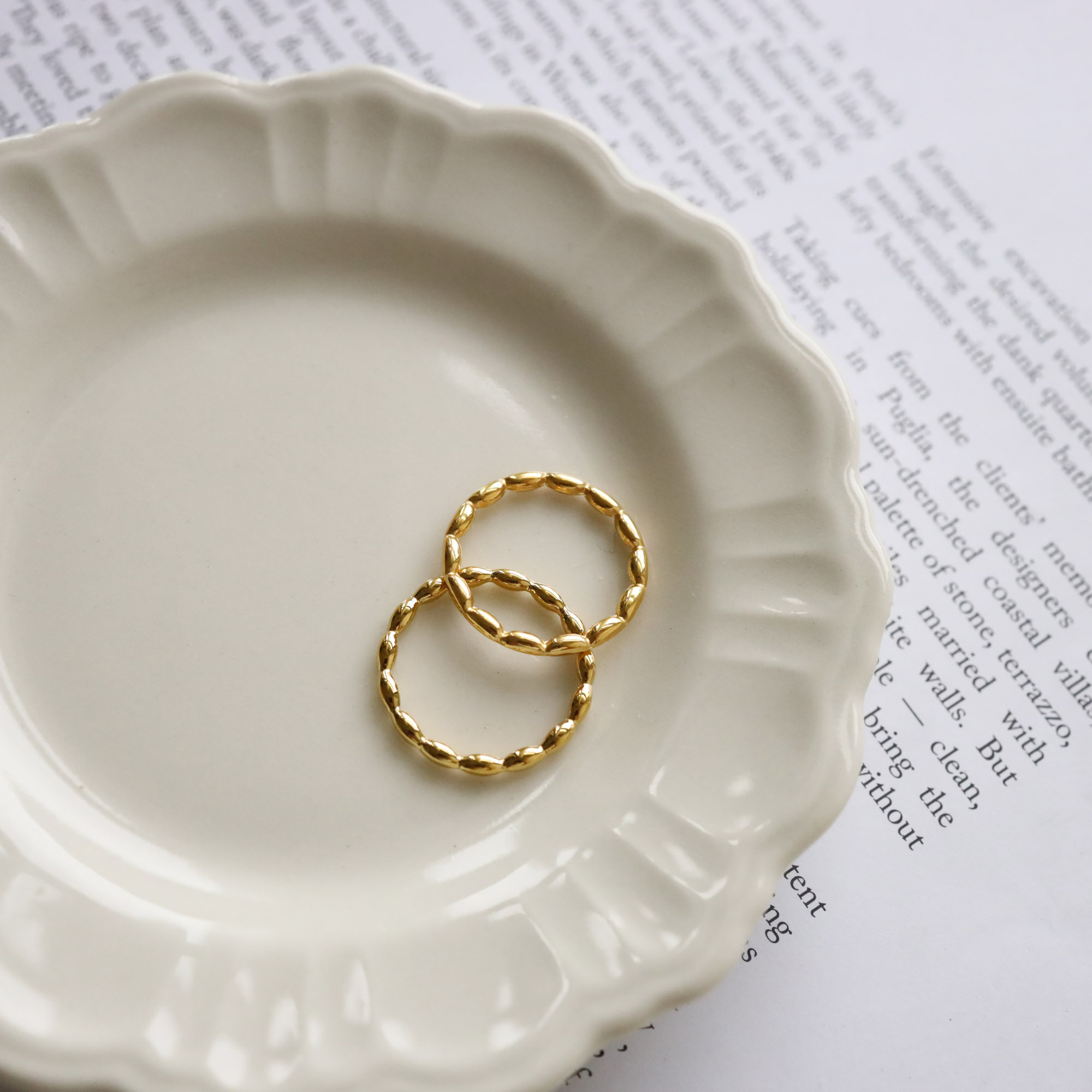 不怕水金色豆豆鋼戒