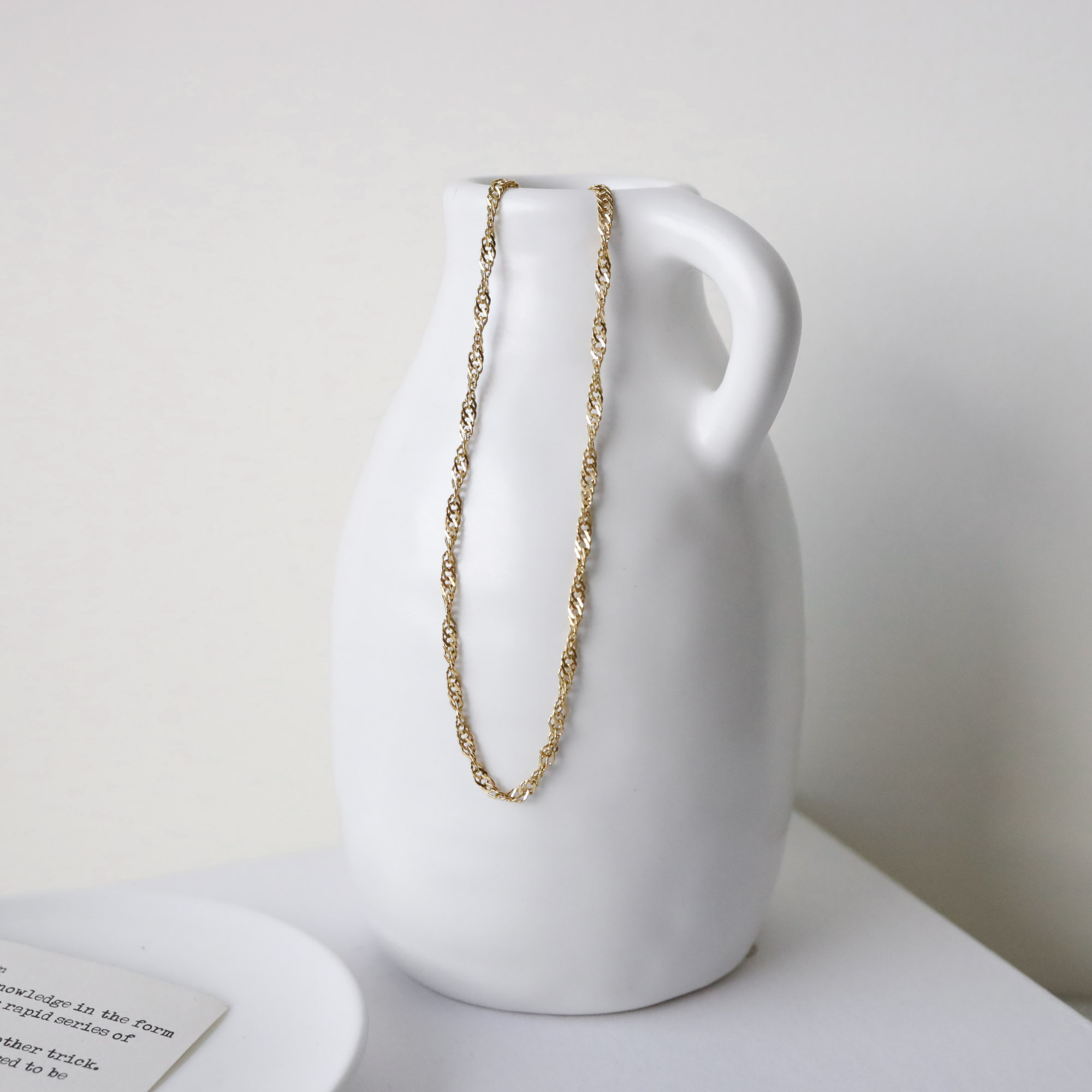 不怕水金色水波紋項鍊