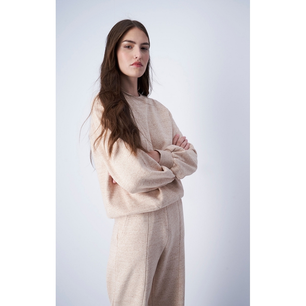 女款-【ECO 有機系列】有機棉寬版長袖衛衣-燕麥（116731-PM006）