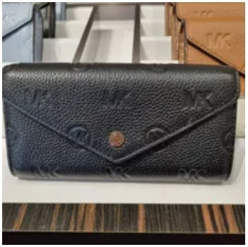 [S] MICHAEL KORS 35F3GTVE7T JET SET TRAVEL LEATHER LG ENV CONTINENTAL,BLACK, 196163986982 (SMK633)