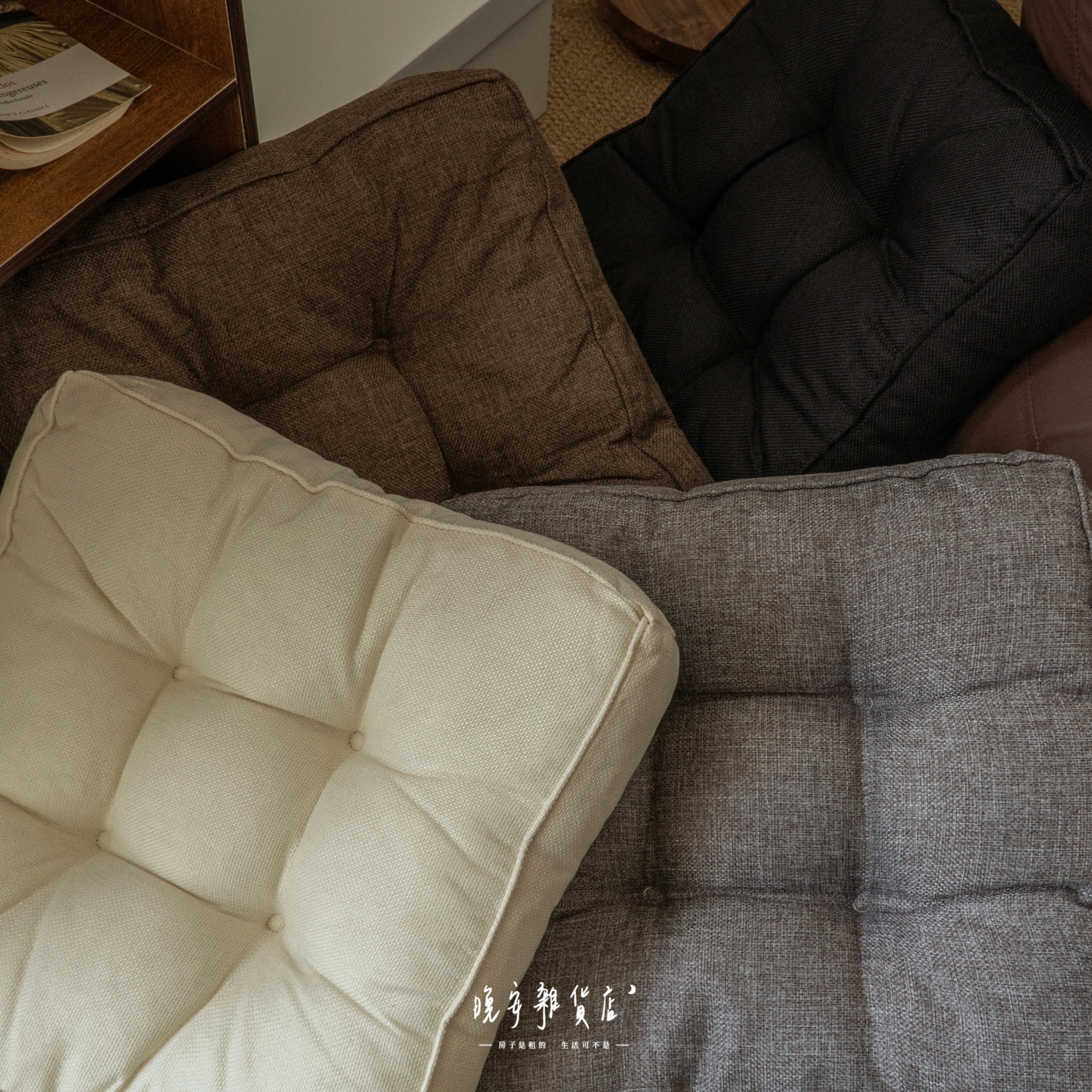 【日系仿亞麻】加厚加高坐墊