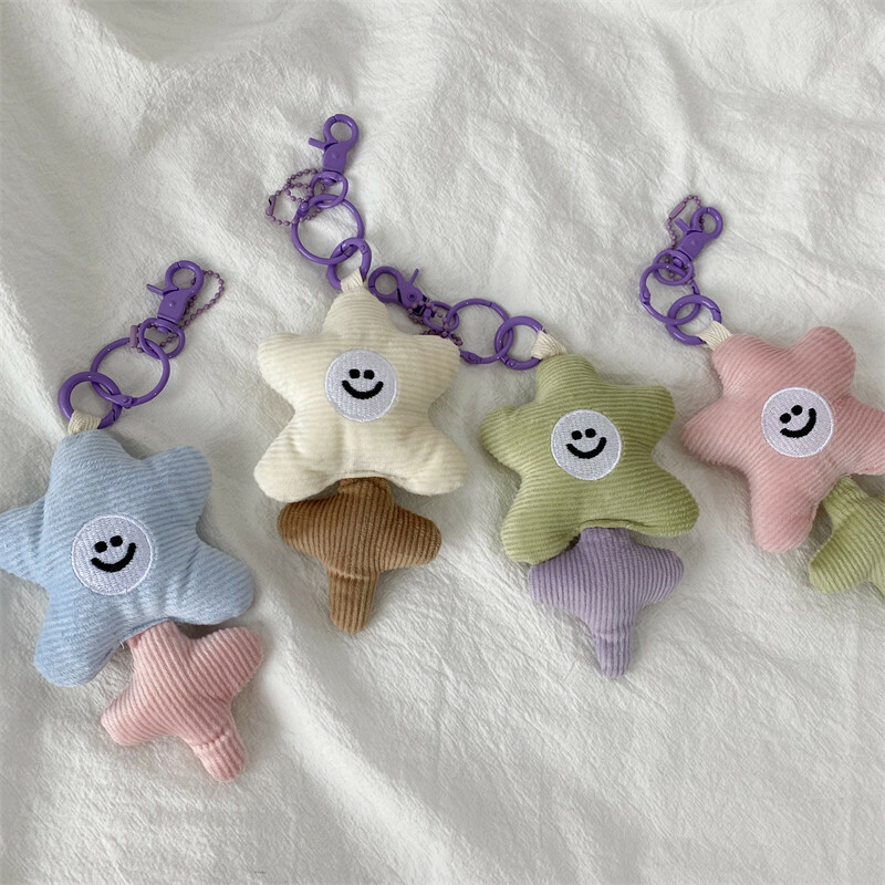 《3162》少女小花笑臉燈芯絨吊飾