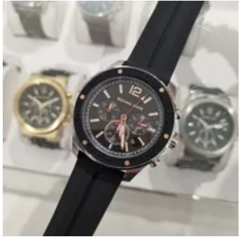 [S] MICHAEL KORS MK9071 OVERSIZED NOLAN SILVER-TONE SILICON STRAP WATCH,BLACK, 796483604865 (SMK638)