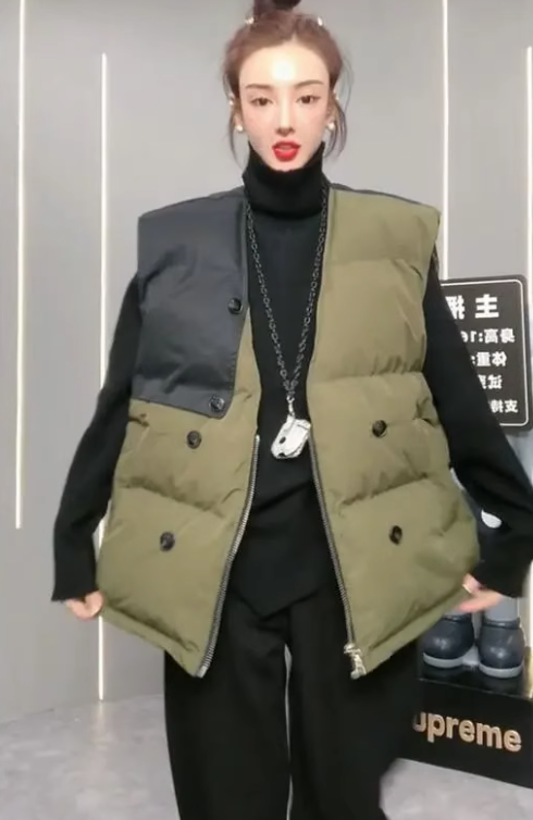 Patchwork contrasting vest jacket