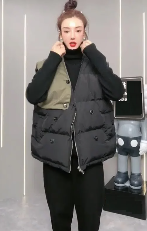 Patchwork contrasting vest jacket