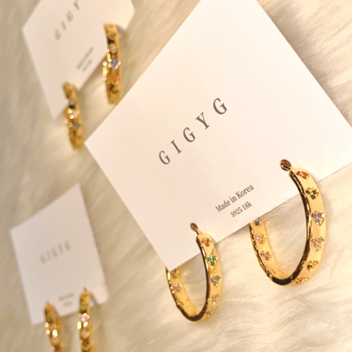 彩鑽小桃心 内嵌厚金耳扣釘圈