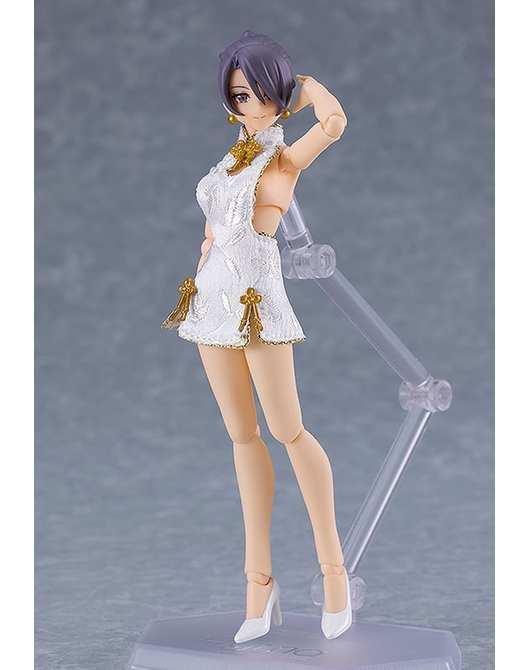 figma 女性body (Mika) with 迷你旗袍裝 (白色) figma Female Body (Mika) with Mini Skirt Chinese Dress Outfit (White)