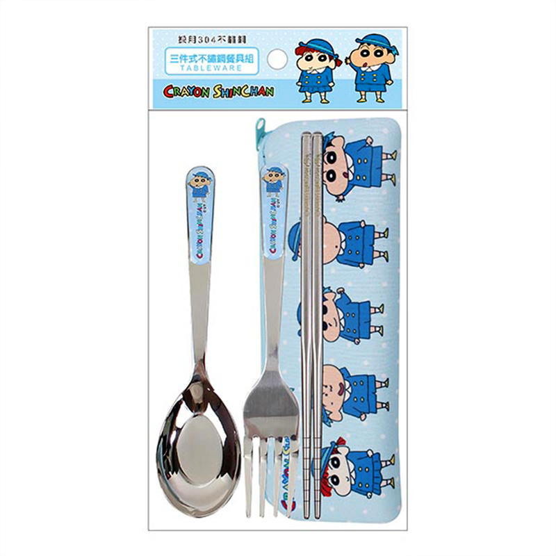 蠟筆小新 𝗖𝗿𝗮𝘆𝗼𝗻 𝗦𝗵𝗶𝗻𝗰𝗵𝗮𝗻｜ 三件式不鏽鋼餐具組