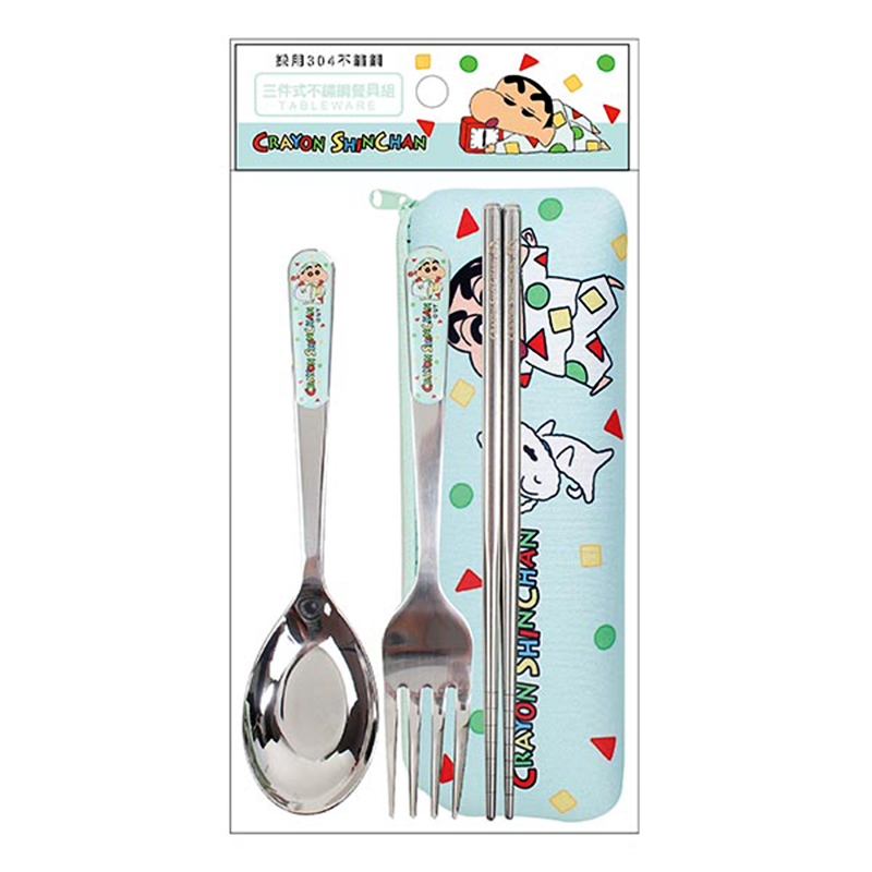 蠟筆小新 𝗖𝗿𝗮𝘆𝗼𝗻 𝗦𝗵𝗶𝗻𝗰𝗵𝗮𝗻｜ 三件式不鏽鋼餐具組
