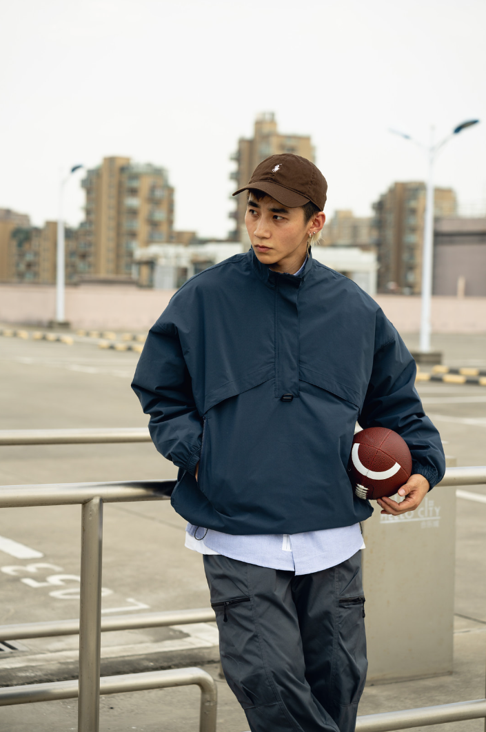 機能速乾立領落肩衝鋒夾克