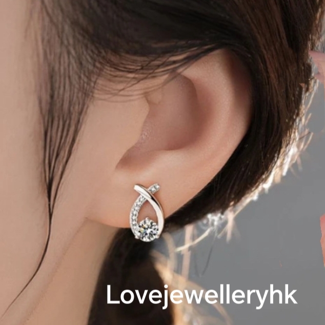 莫桑鑽交叉款耳環    E2C056