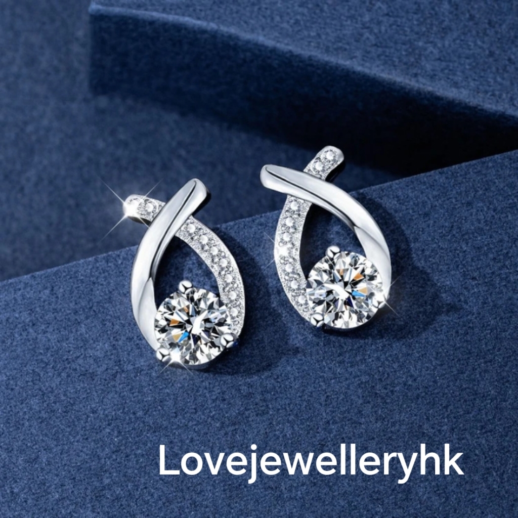 莫桑鑽交叉款耳環    E2C056