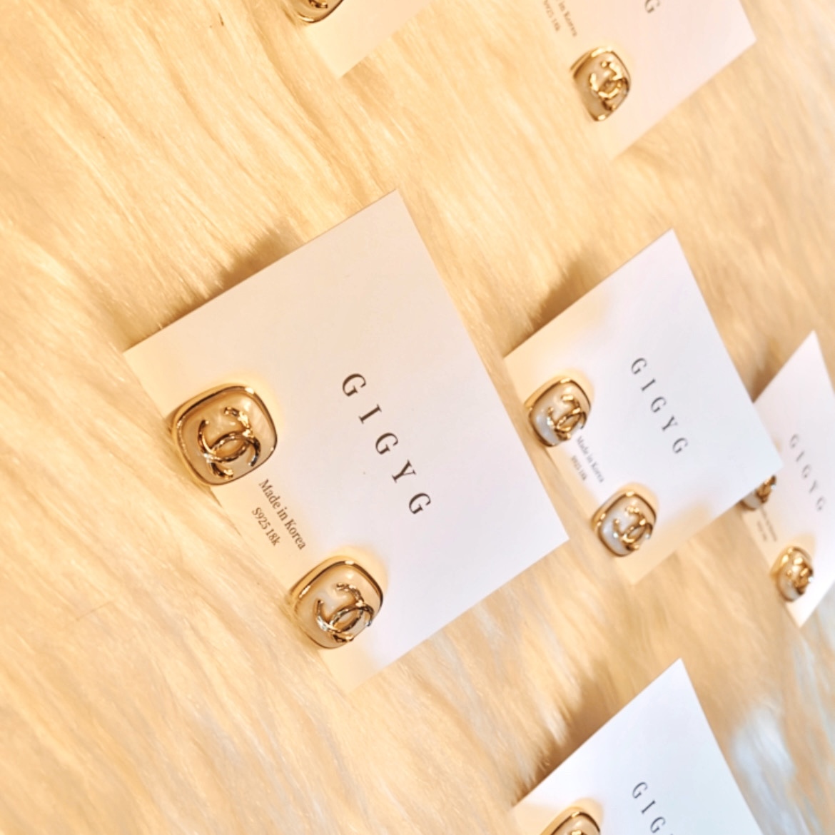 香奶奶 雙c白金晶透方型耳釘