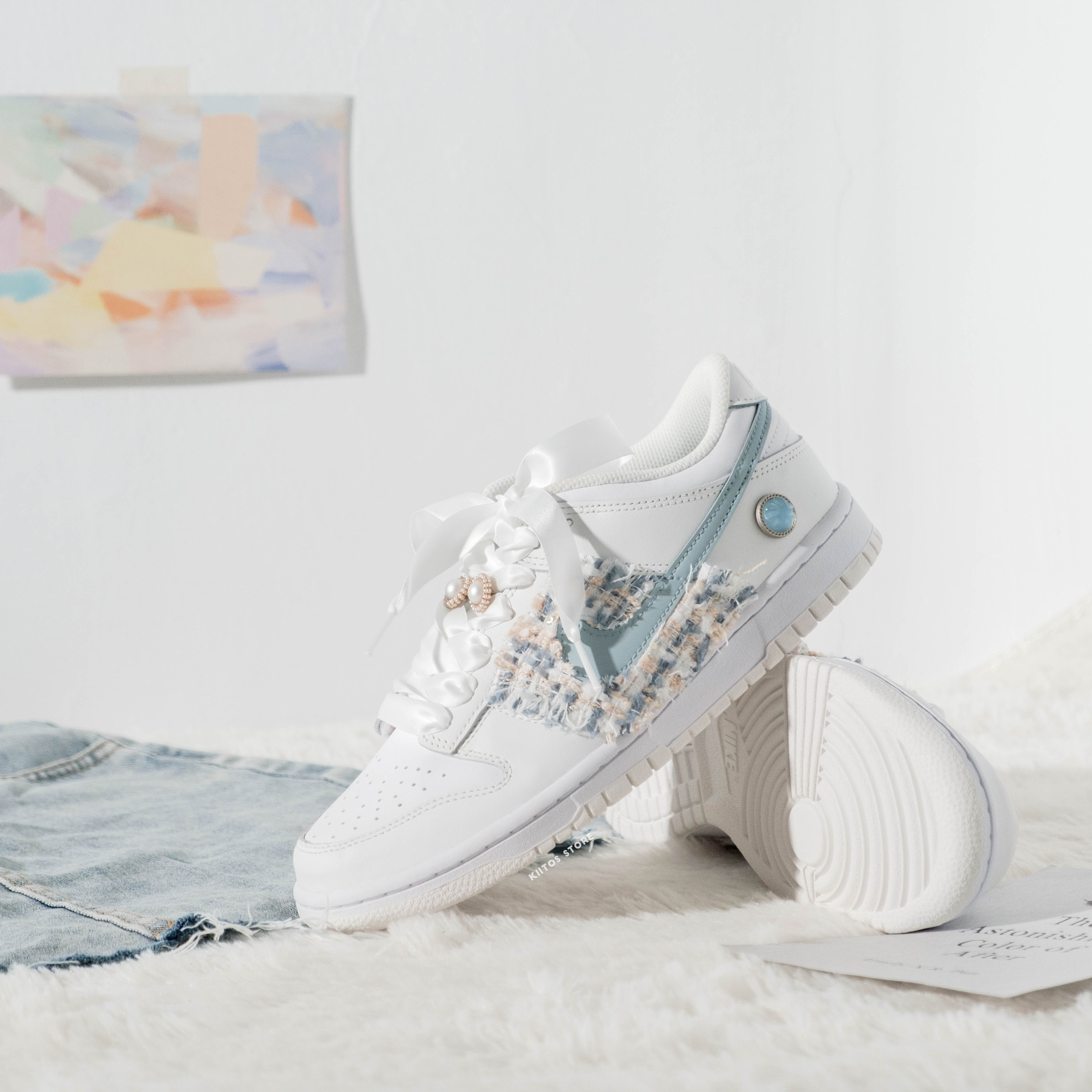 Nike Dunk Low (GS) 絲綢鞋帶 小香風 訂製款