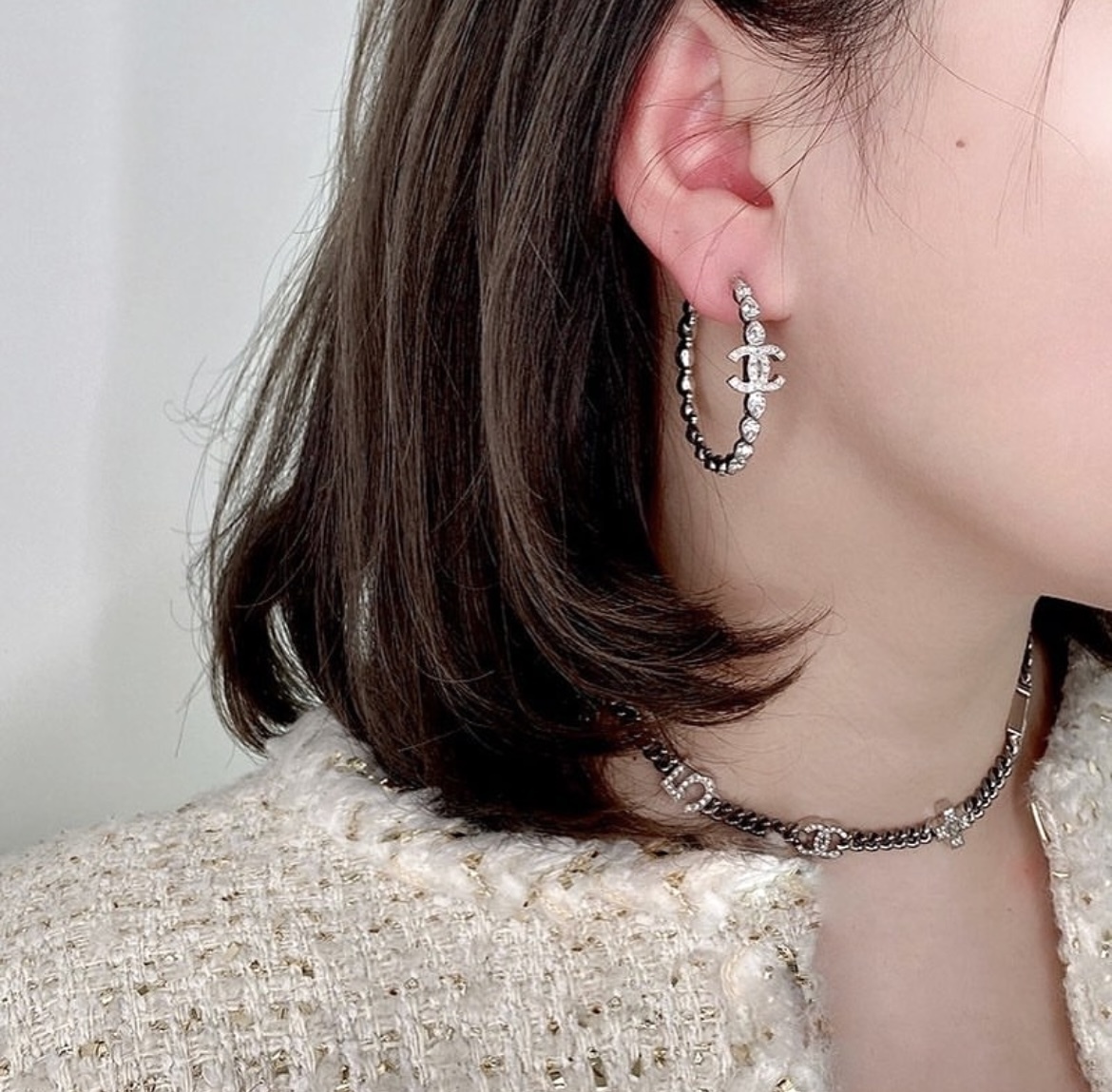 18”香奶奶經典黑銀鑽多元素logo高奢定製choker