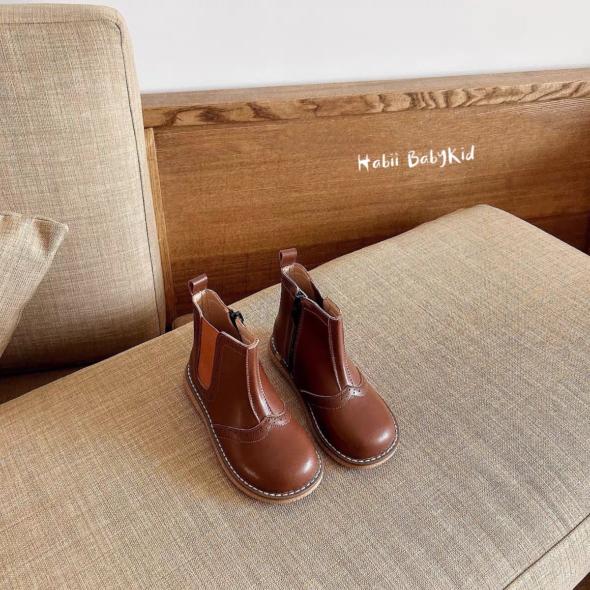 日本焦糖棕真牛皮切爾西靴