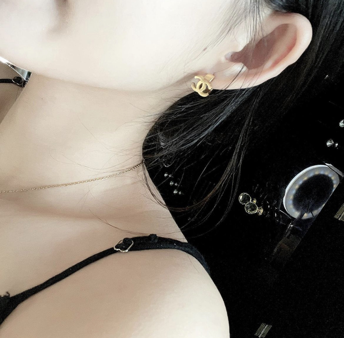 香奶奶金logo 鈦鋼耳扣/現貨1