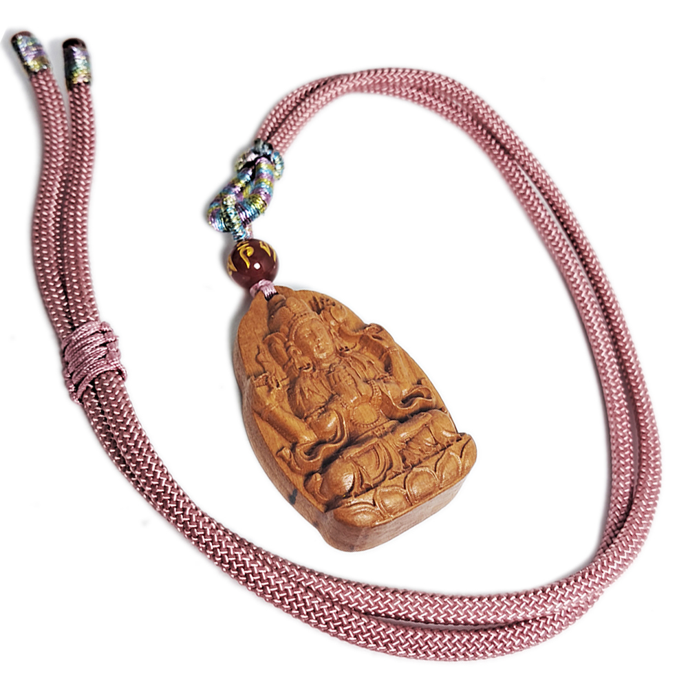 四臂觀音{桃木}中國結項鍊【十方】152508