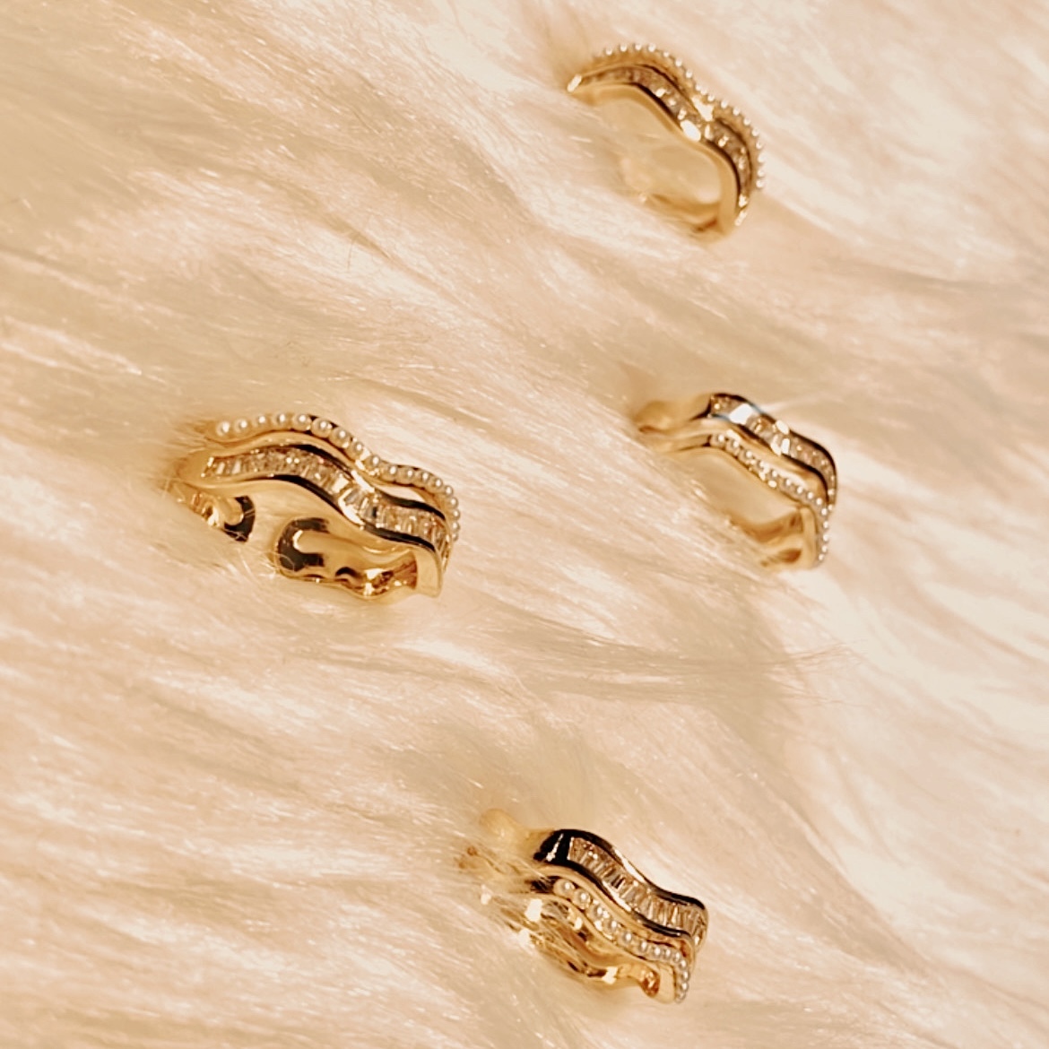 低奢柔感珍珠鑽 波浪開口戒/現貨1