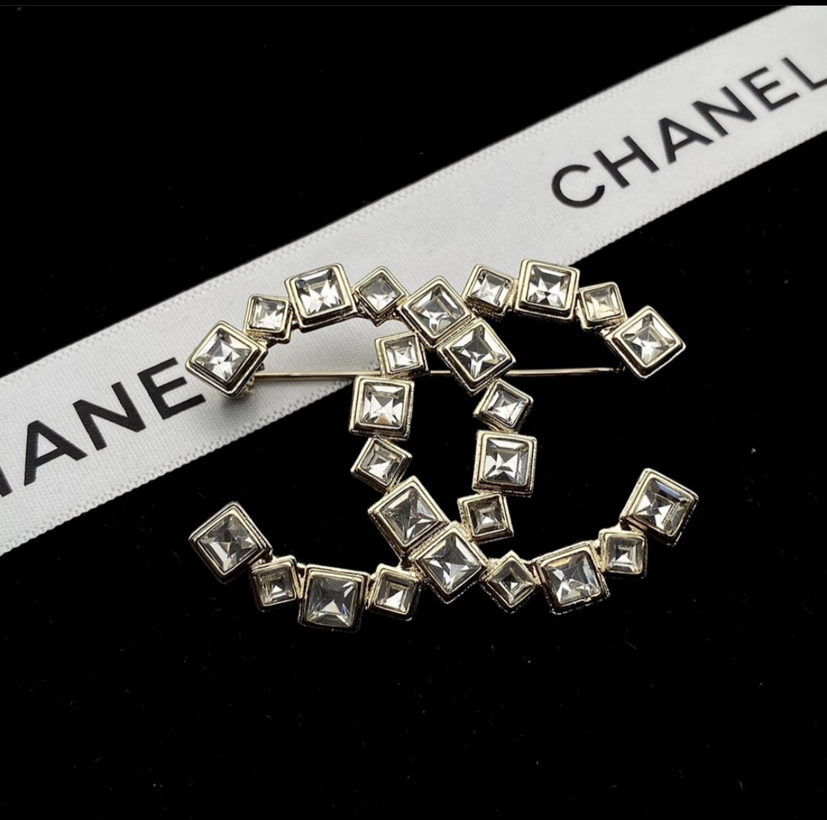 香奶奶白金方水鑽 拼接鑽翻玩胸針